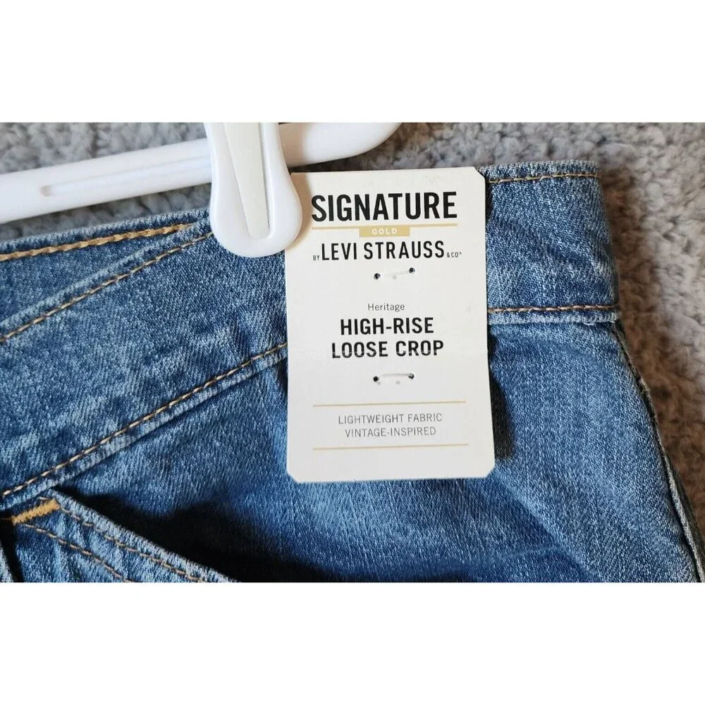 NEW‎ Signature by Levi Strauss Women's Heritage High-Rise Loose Crop Jeans Sz 18